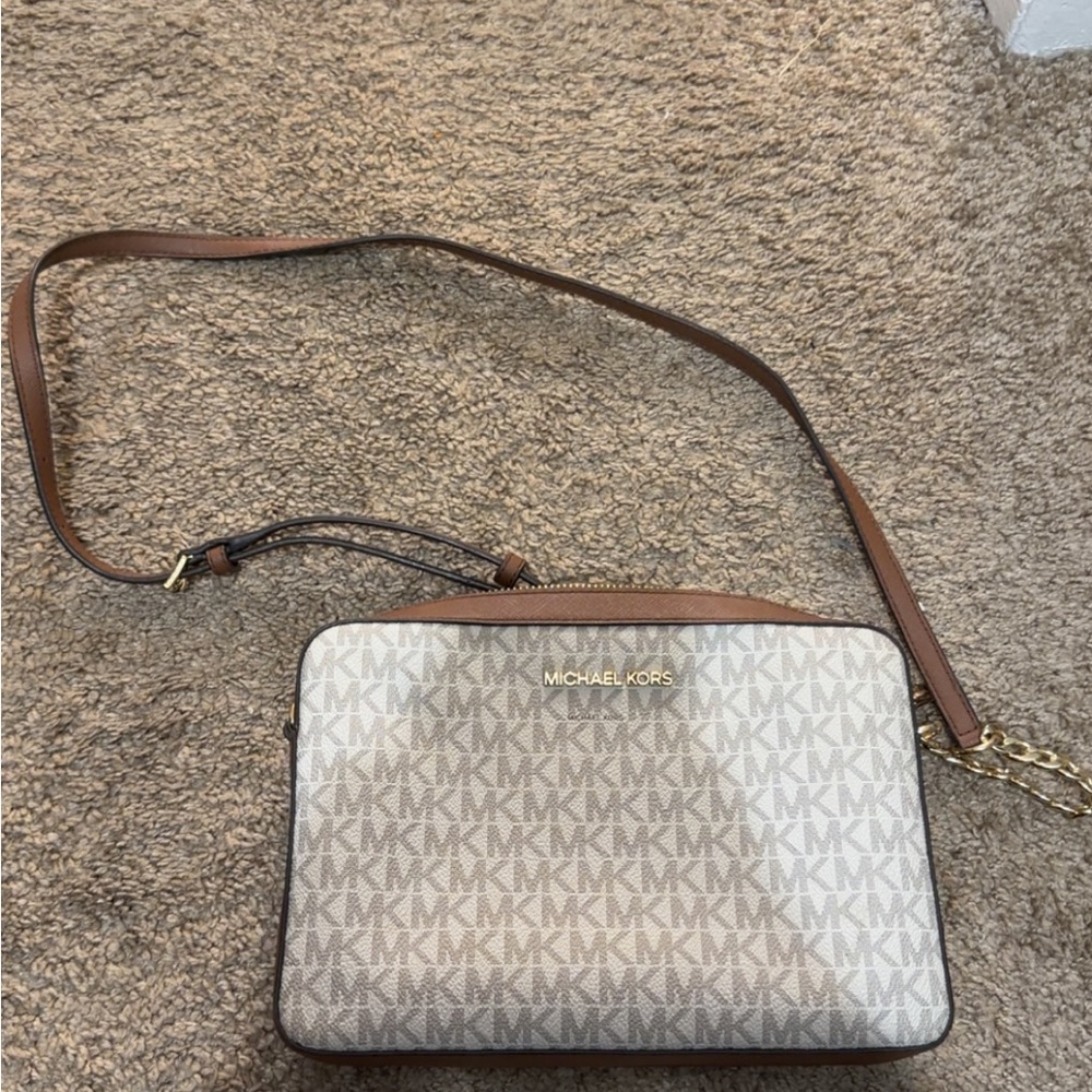 Michael Kors Tan and Cream Crossbody Bag